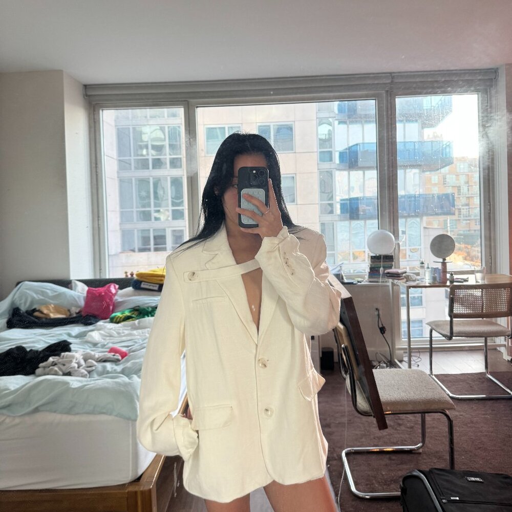 Chic White Linen Oversized Blazer / jacket